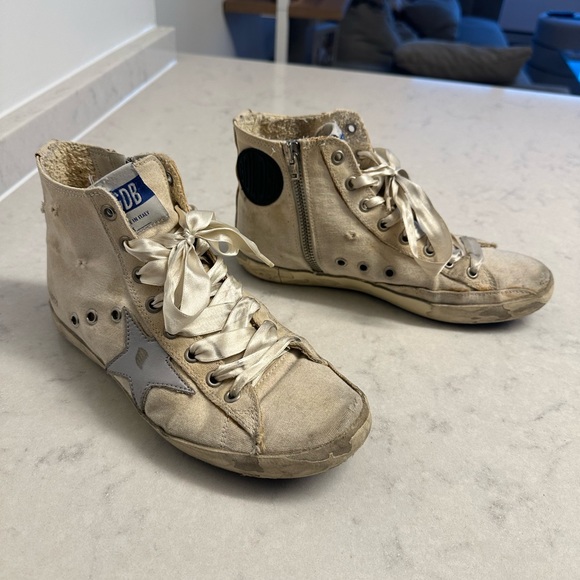 Golden Goose High Top Canvas Sneakers with Bow Laces - Picture 4 of 8